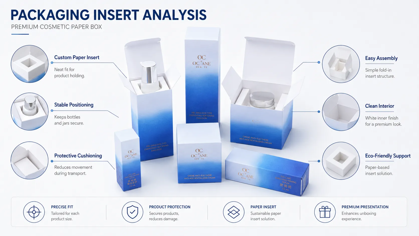 Custom Skincare Tuck Folding Cartons – Gradient Printed Cosmetic Folding Paper Boxes-Lining