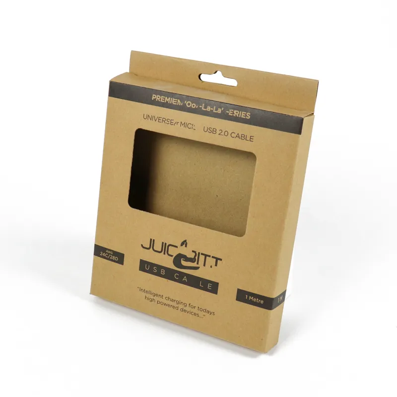 Custom Kraft Window Box Packaging – Hanging Display Cardboard Boxes For USB Charging Cables