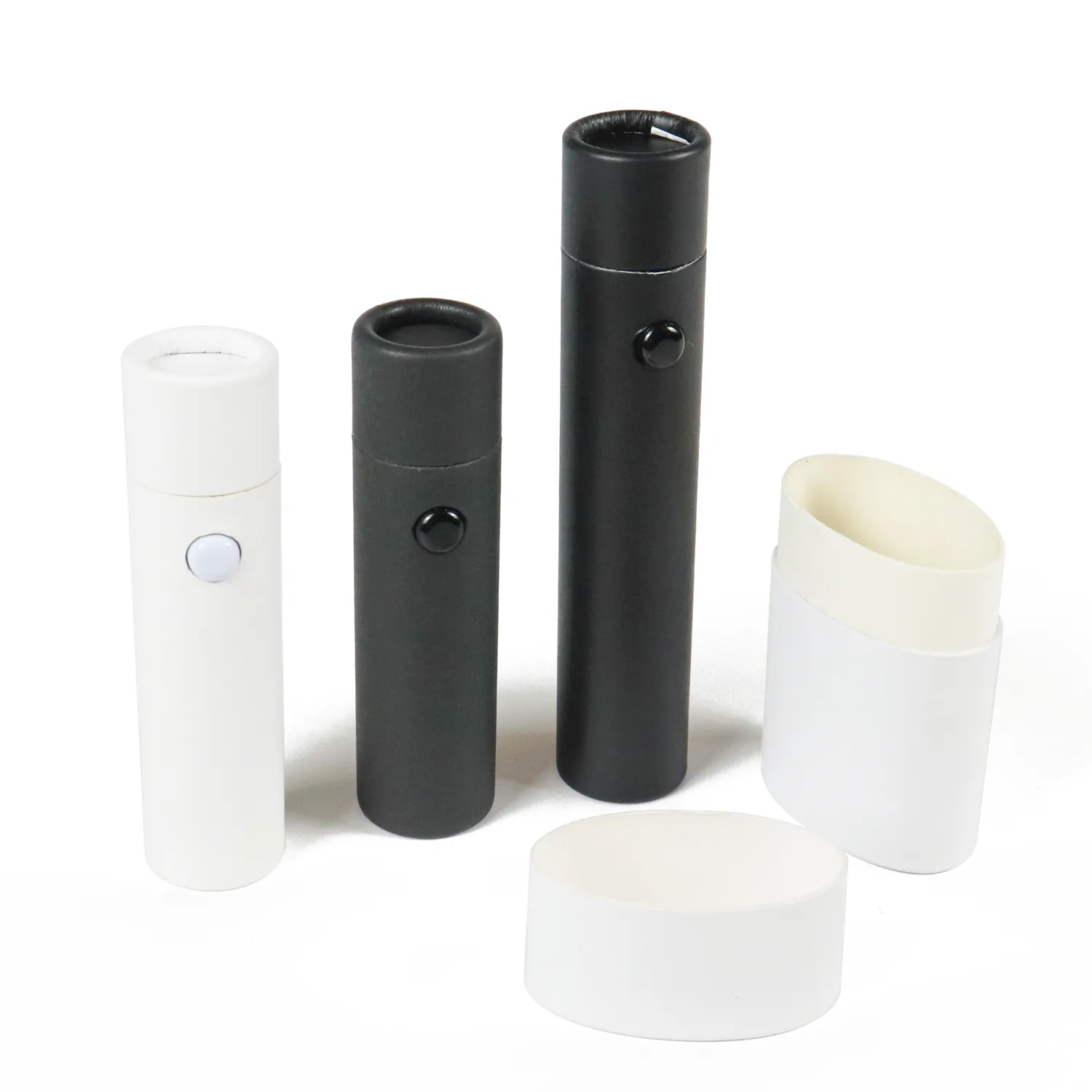 Custom Matte Cylinder E-cigarette Packaging Tubes – Snap Button Closure Round Paper Vape Pen Packaging