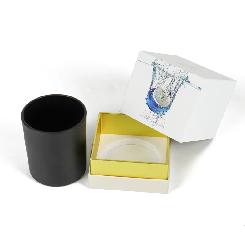 Premium Matte White Rigid Candle Boxes with Gold Foil Interior(3)