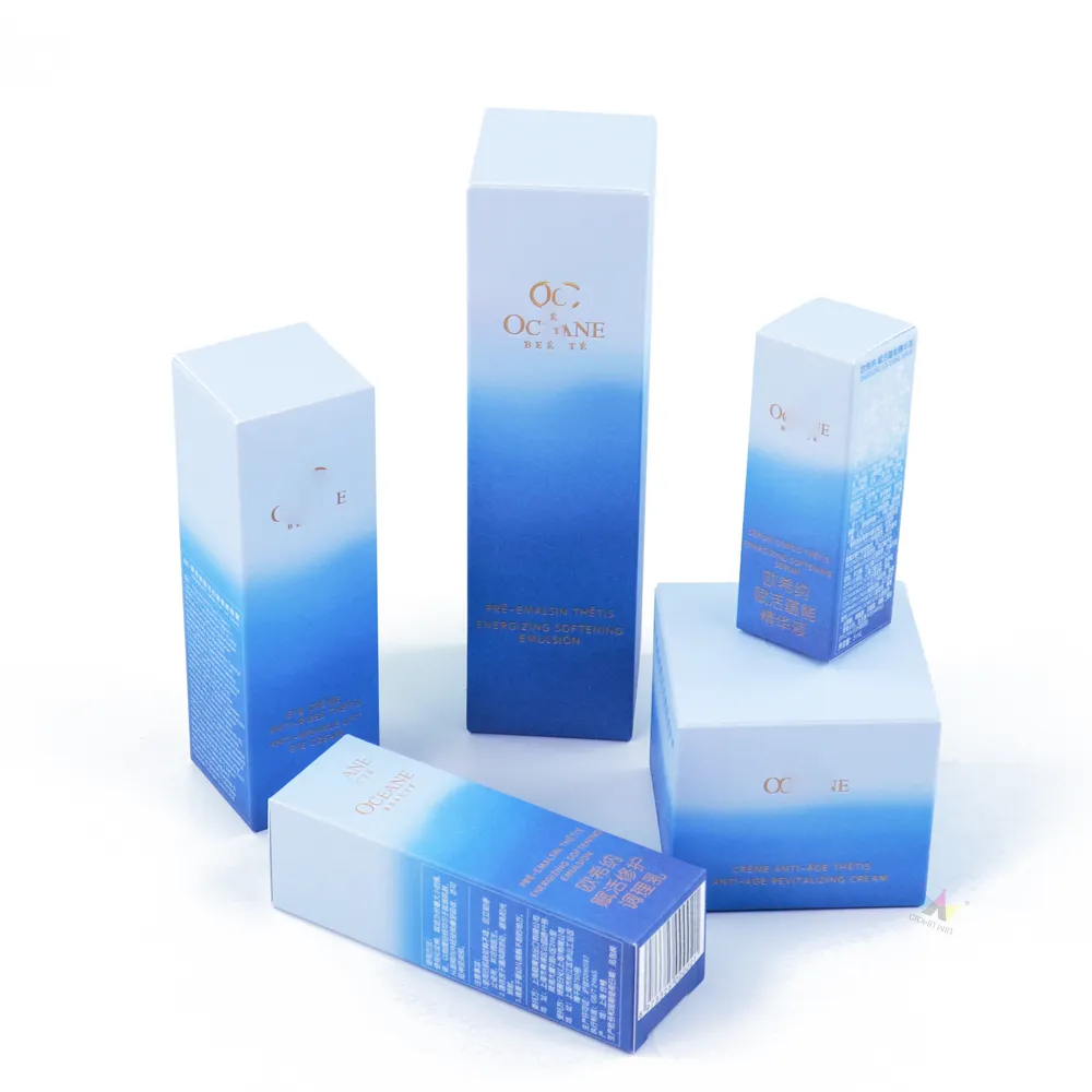 Custom Skincare Tuck Folding Cartons – Gradient Printed Cosmetic Folding Paper Boxes