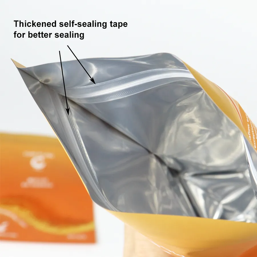 Custom Gradient Printed Stand Up Tea Packaging Pouches – Aluminum Foil Lined Resealable Zip Lock Tea Bags For Loose Leaf Tea & Instant Tea Powder