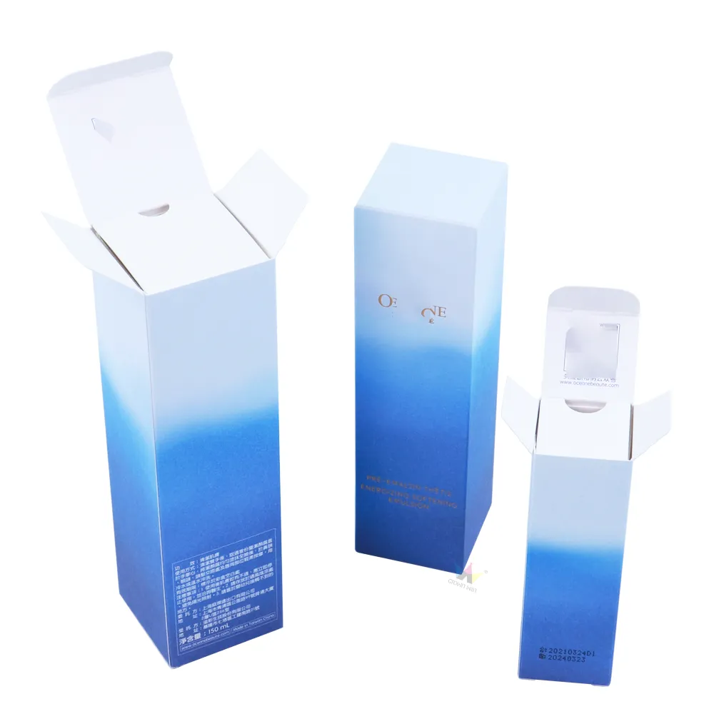 Custom Skincare Tuck Folding Cartons – Gradient Printed Cosmetic Folding Paper Boxes