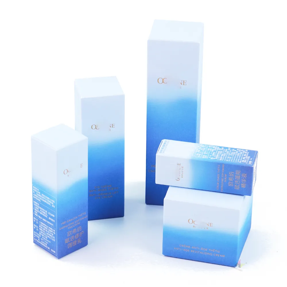 Custom Skincare Tuck Folding Cartons – Gradient Printed Cosmetic Folding Paper Boxes
