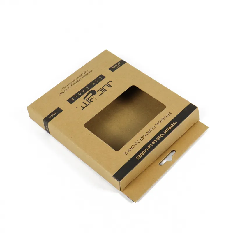 Custom Kraft Window Box Packaging – Hanging Display Cardboard Boxes For USB Charging Cables
