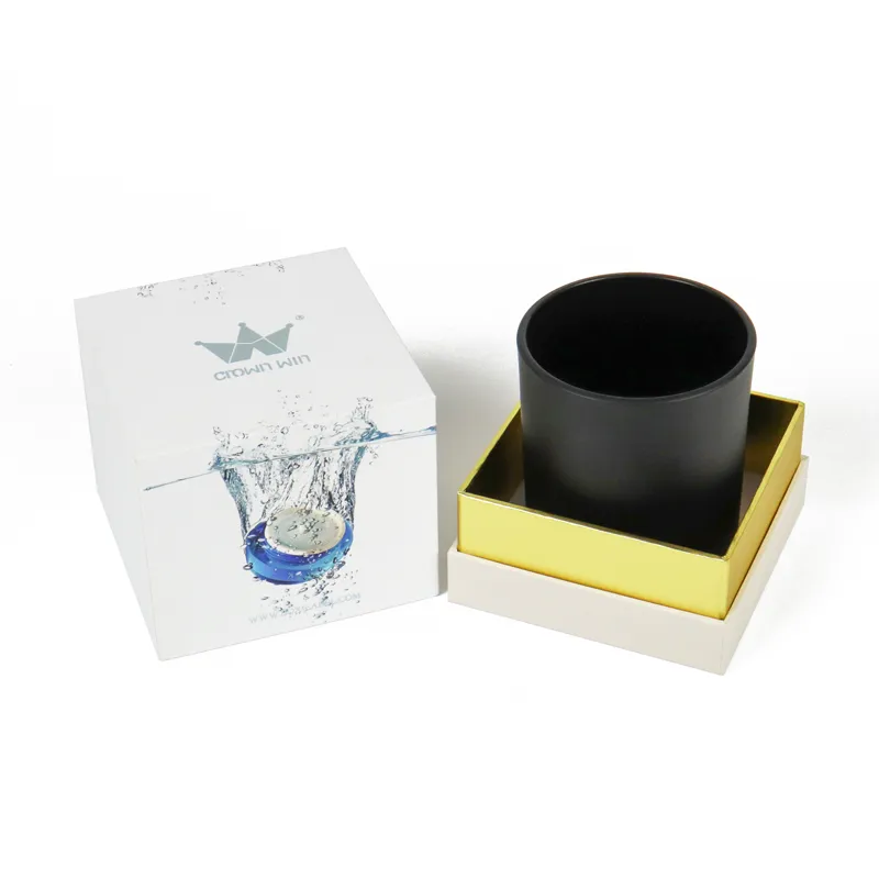Premium Matte White Rigid Candle Boxes with Gold Foil Interior(4)