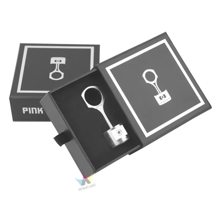 Custom Square Matte Black Rigid Drawer Boxes – Slide Out Drawer Gift Boxes With Ribbon Pull & Protective Foam Insert