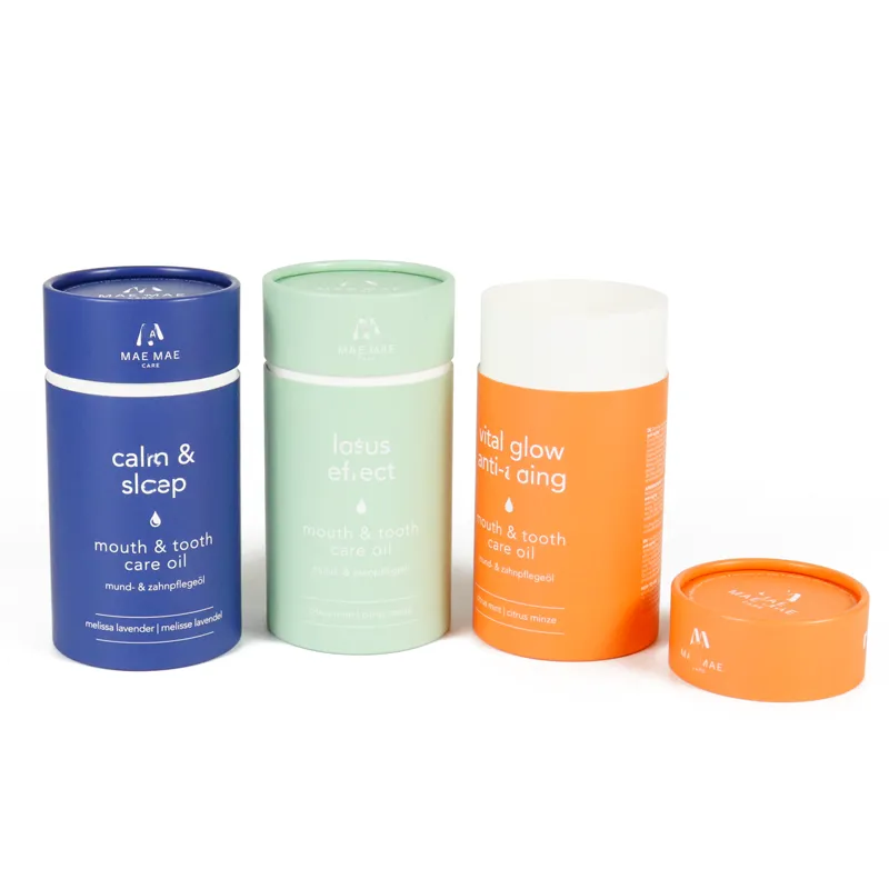 Custom Matte Paper Cylinder Box – Recyclable Round Tube Cylinder Box For Skincare & Oral Care Oil
