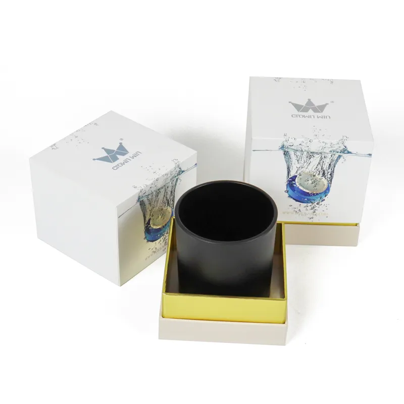 Premium Matte White Rigid Candle Boxes with Gold Foil Interior(5)
