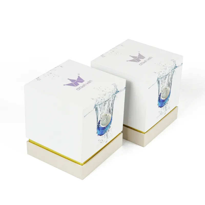 Premium Matte White Rigid Candle Boxes with Gold Foil Interior(6)
