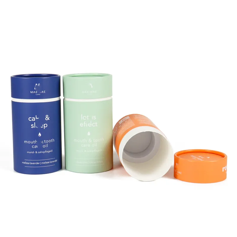 Custom Matte Paper Cylinder Box – Recyclable Round Tube Cylinder Box For Skincare & Oral Care Oil
