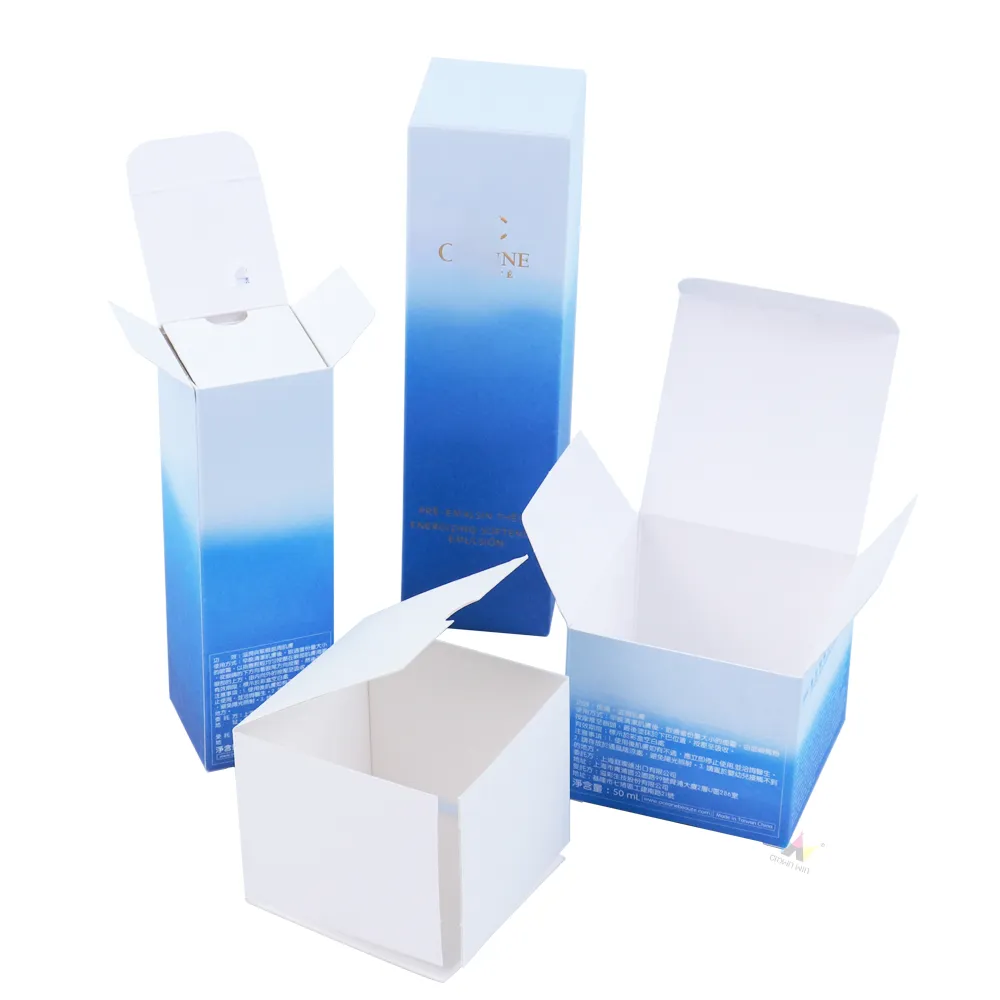 Custom Skincare Tuck Folding Cartons – Gradient Printed Cosmetic Folding Paper Boxes