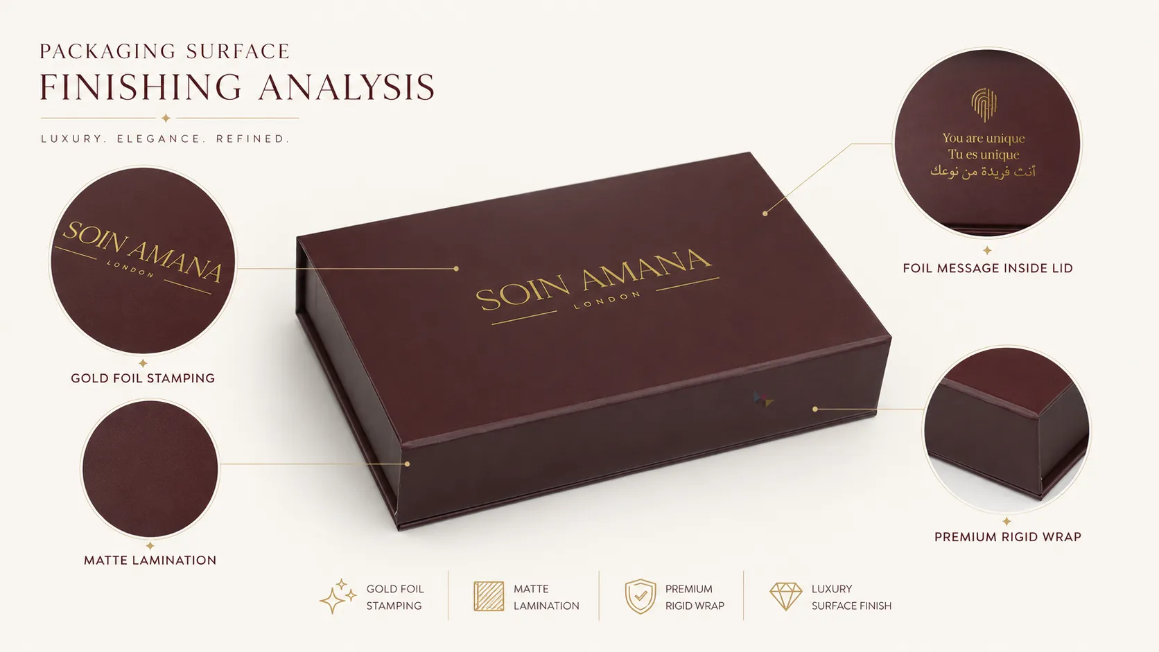 Matte Burgundy Magnetic Flip Lid Rigid Skincare Packaging Gift Box – Luxury Mixed-Size Serum Bottle Skincare Set Packaging-Process
