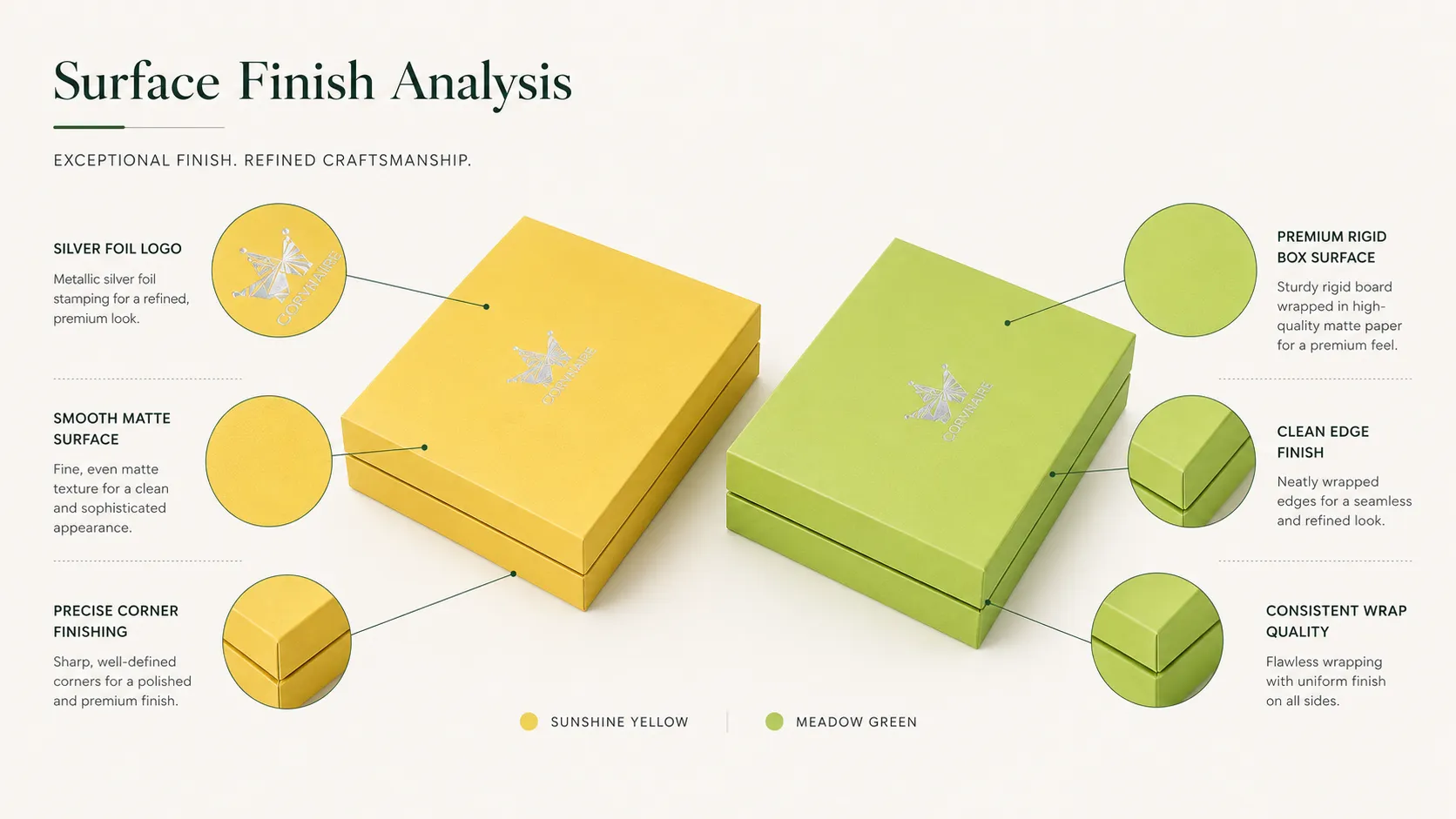 Lemon Yellow & Fresh Green Magnetic Flip Lid Essential Oil Boxes – Custom 2-Slot White Paper Divider Insert, Holographic Foil Logo Rigid Eco Paper Gift Packaging for Dual-Bottle Essential Oil Sets-Process