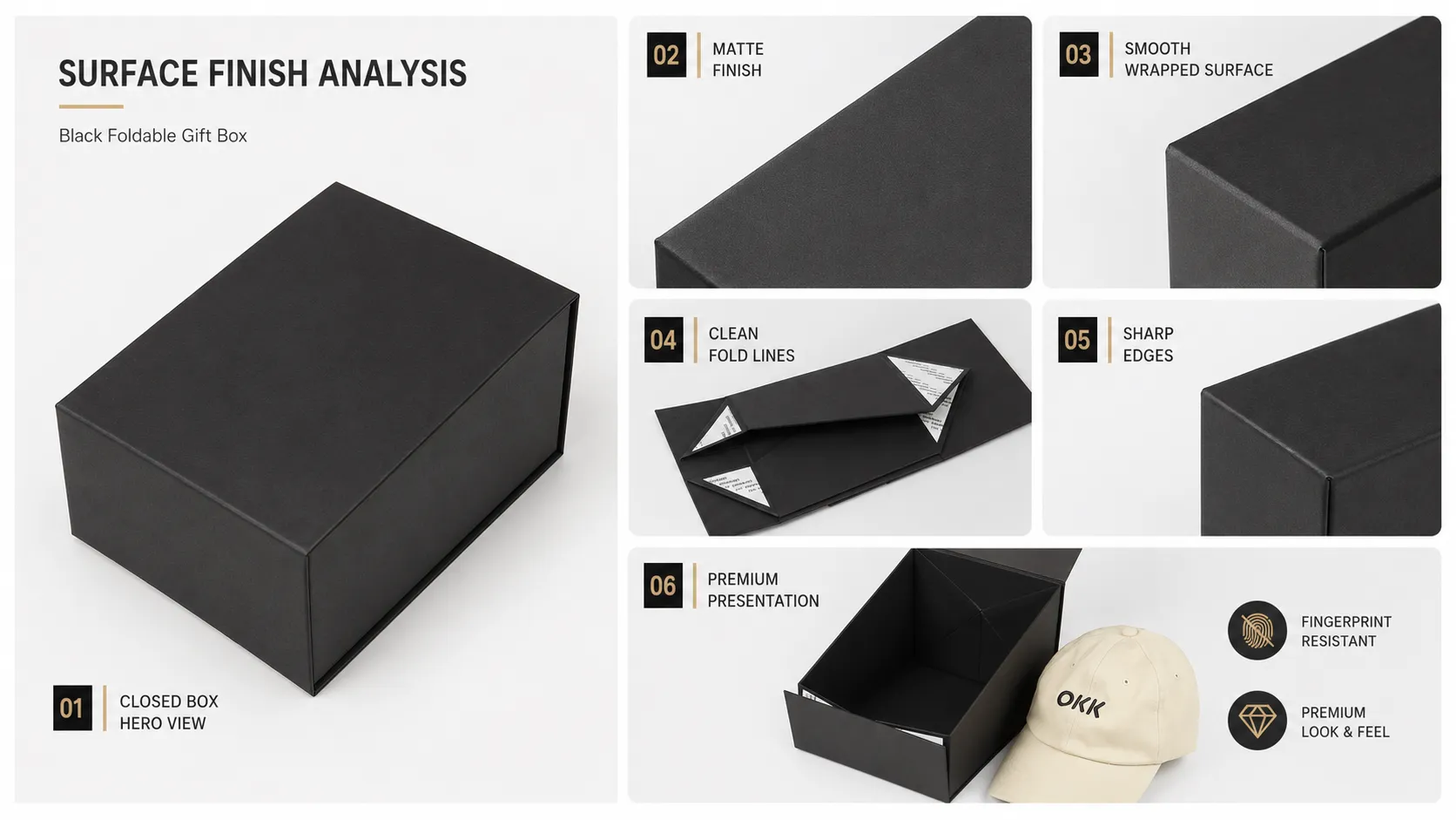 Matte Black Magnetic Rigid One Piece Folding Box-Process