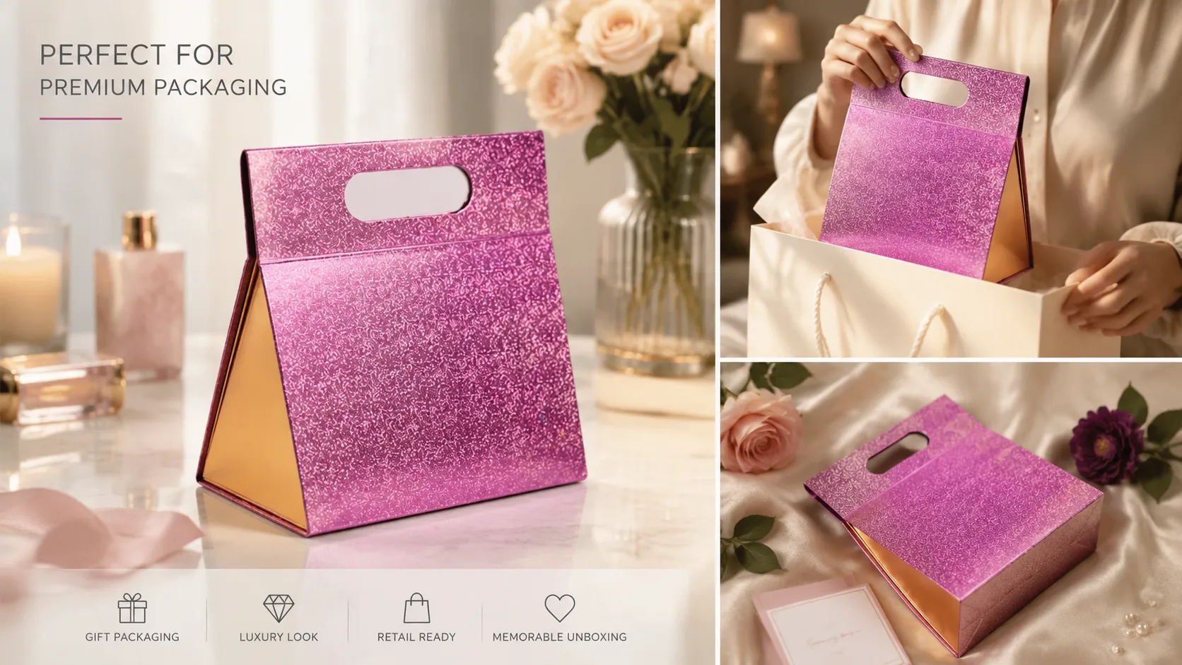 Custom Glitter Triangle Folding Box With Handle-Usage Scenarios