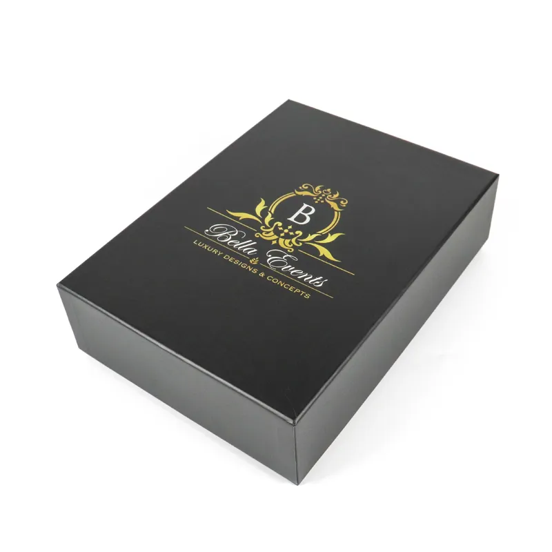 Slanted open view lid and base box neatly holding personalized engraved champagne flute glass