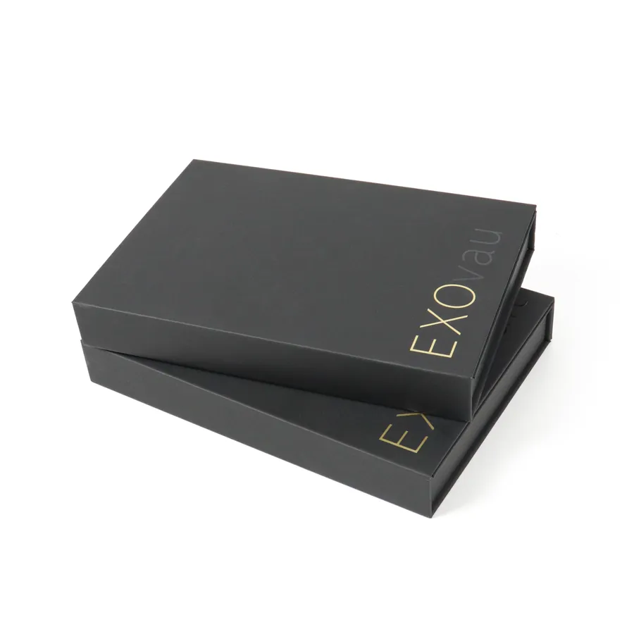 Close-up detail of textured black protective EVA foam cavity inside double door gift box