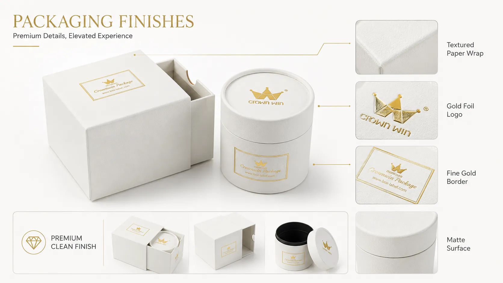 Minimalist White Matte Rigid Slide Drawer Candle Boxes – Custom Gold Foil Logo Drawer Style Candle Boxes-craft