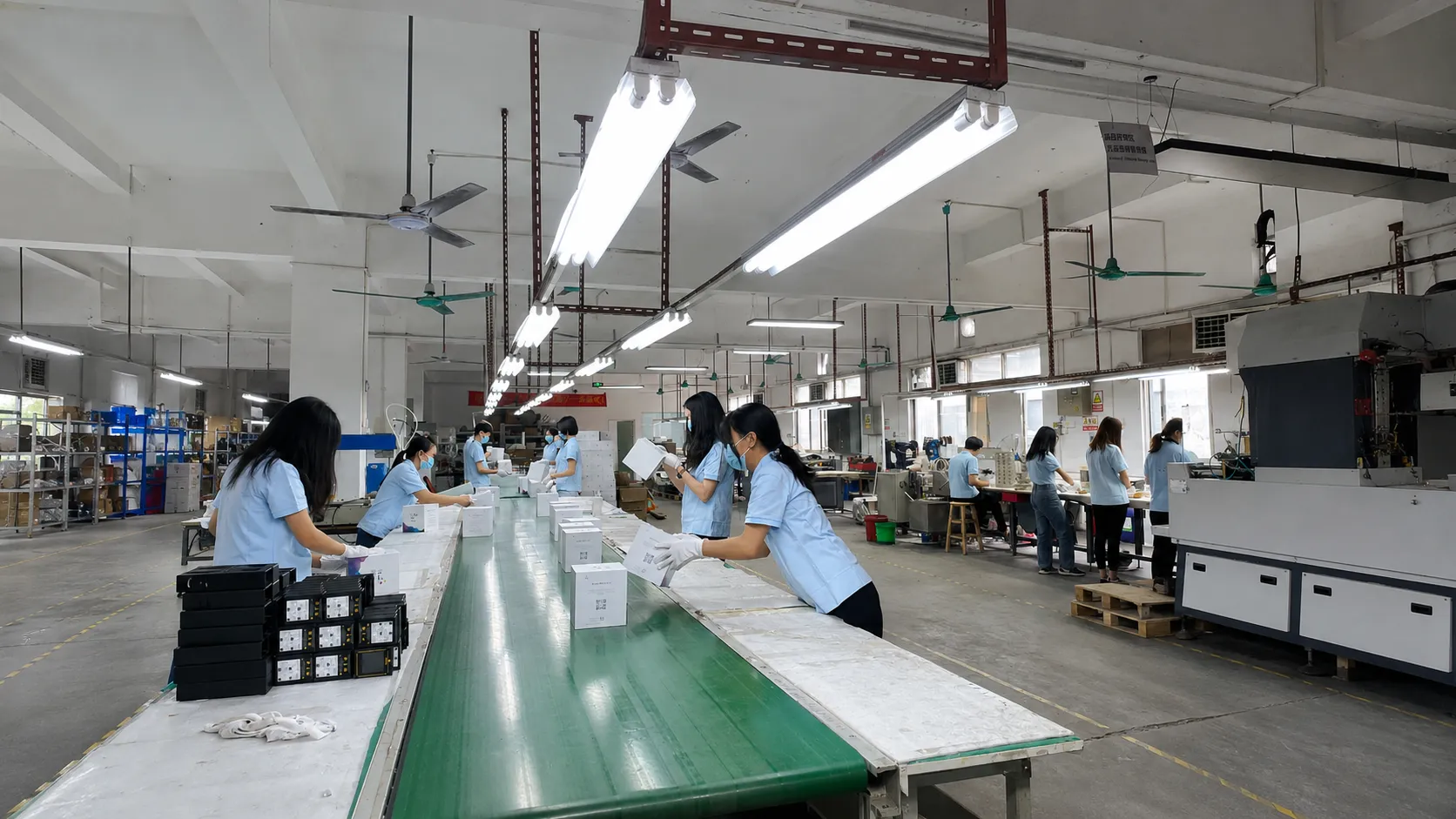 Crown Win Box Manufacturer China paper printing factory workshop, quality inspection production line for custom cosmetic box manufacturing