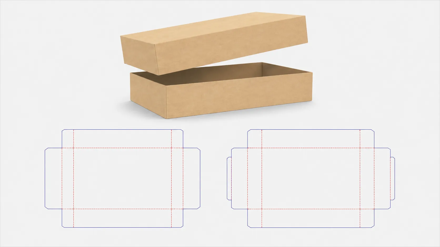Custom long kraft heaven and earth lid paper box finished product for cosmetic gift packaging, manufactured by Crown Win Box Manufacturer