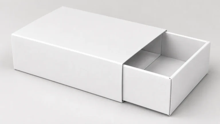 Blank matte sliding drawer gift box mockup, custom rigid paper packaging manufactured by Crown Win Box Manufacturer for cosmetic, jewelry and tea brand packaging