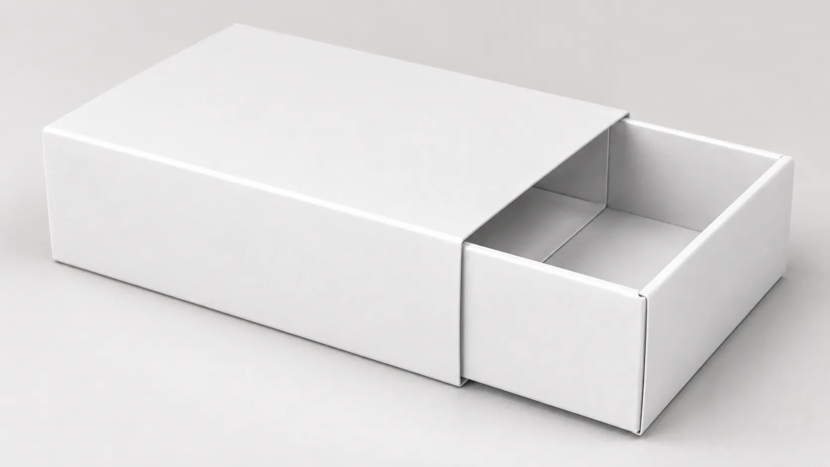 Blank matte sliding drawer gift box mockup, custom rigid paper packaging manufactured by Crown Win Box Manufacturer for cosmetic, jewelry and tea brand packaging