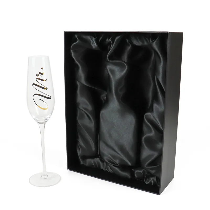 Empty rectangular lid and base rigid box fitted with premium soft black satin fabric lining