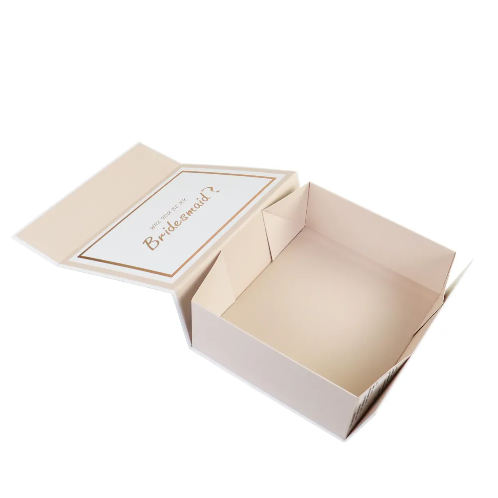 Flat unfolded blush one piece folding box with clean white border, blank die-cut flat pack template