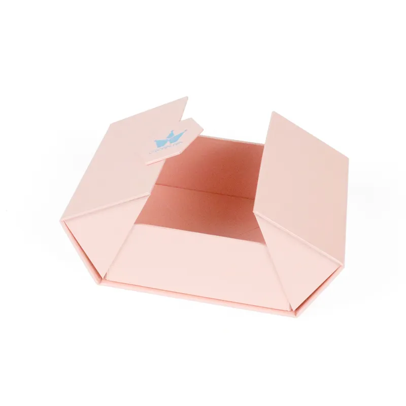 Fully flattened unfolded double door box, showing paper fold structure of collapsible gift box