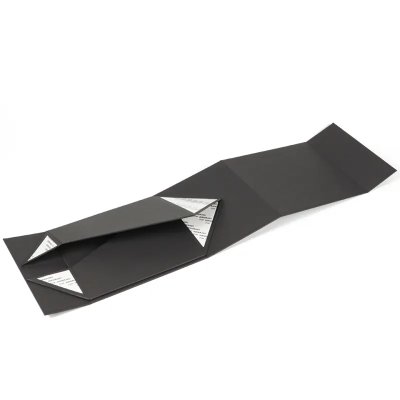 Half folded self-locking triangle corner structure of blank black one piece folding box flat sheet packaging