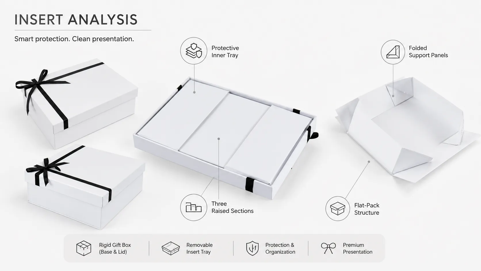 Flat Foldable Matte White Rigid Lid And Base Box – for Apparel, Cosmetics & Jewelry Packaging-lining