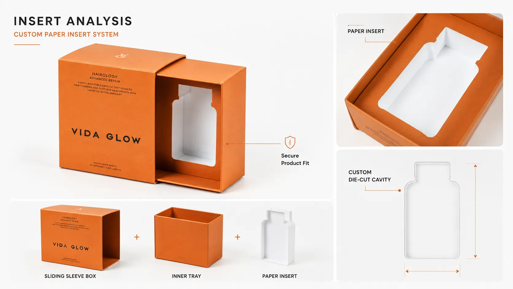 Vibrant Orange Slide Drawer Rigid Perfume Boxes – Precision Die-Cut Custom White Paper Insert Full Color Printed Perfume Boxes-lining