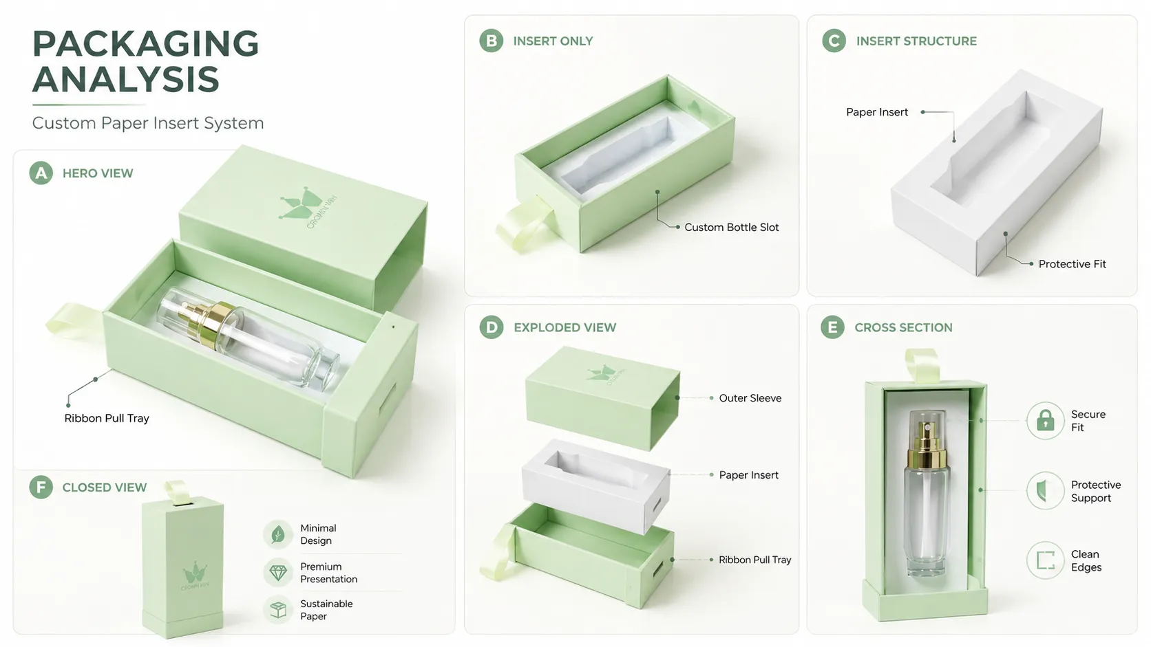 Pastel Light Green Satin Ribbon Slide Drawer Cosmetic Boxes – Rigid Drawer Cosmetic Packaging for Serum & Perfume Bottles-lining
