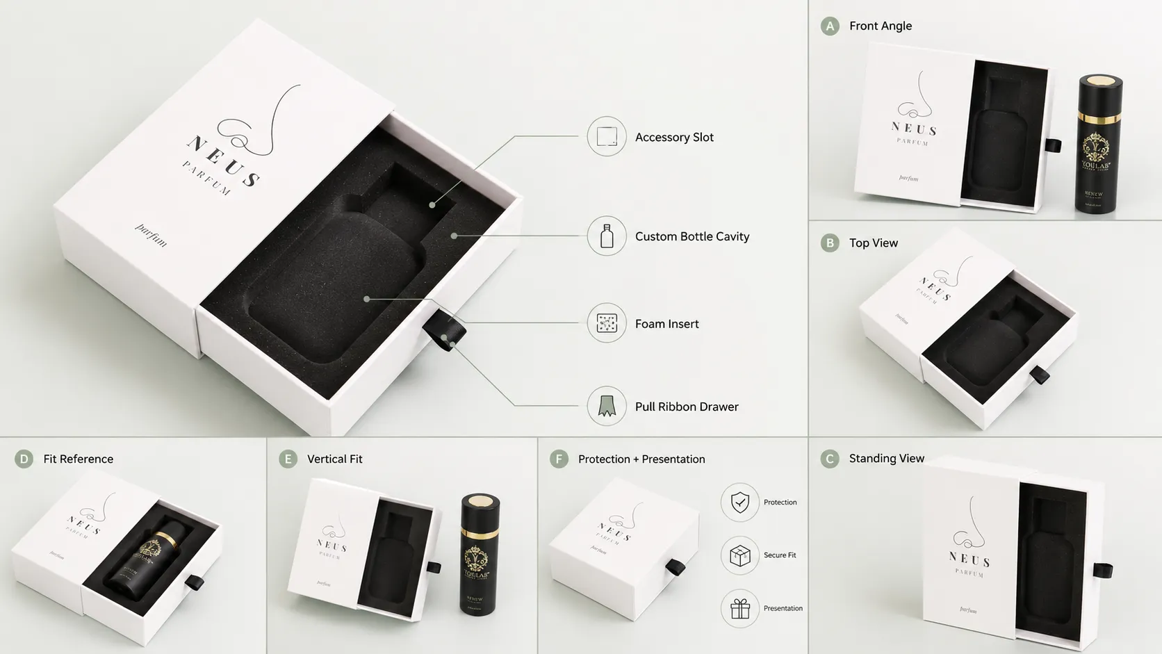 Minimalist White Ribbon Pull Slide Drawer Perfume Boxes – Custom Line Art Logo Printing-lining