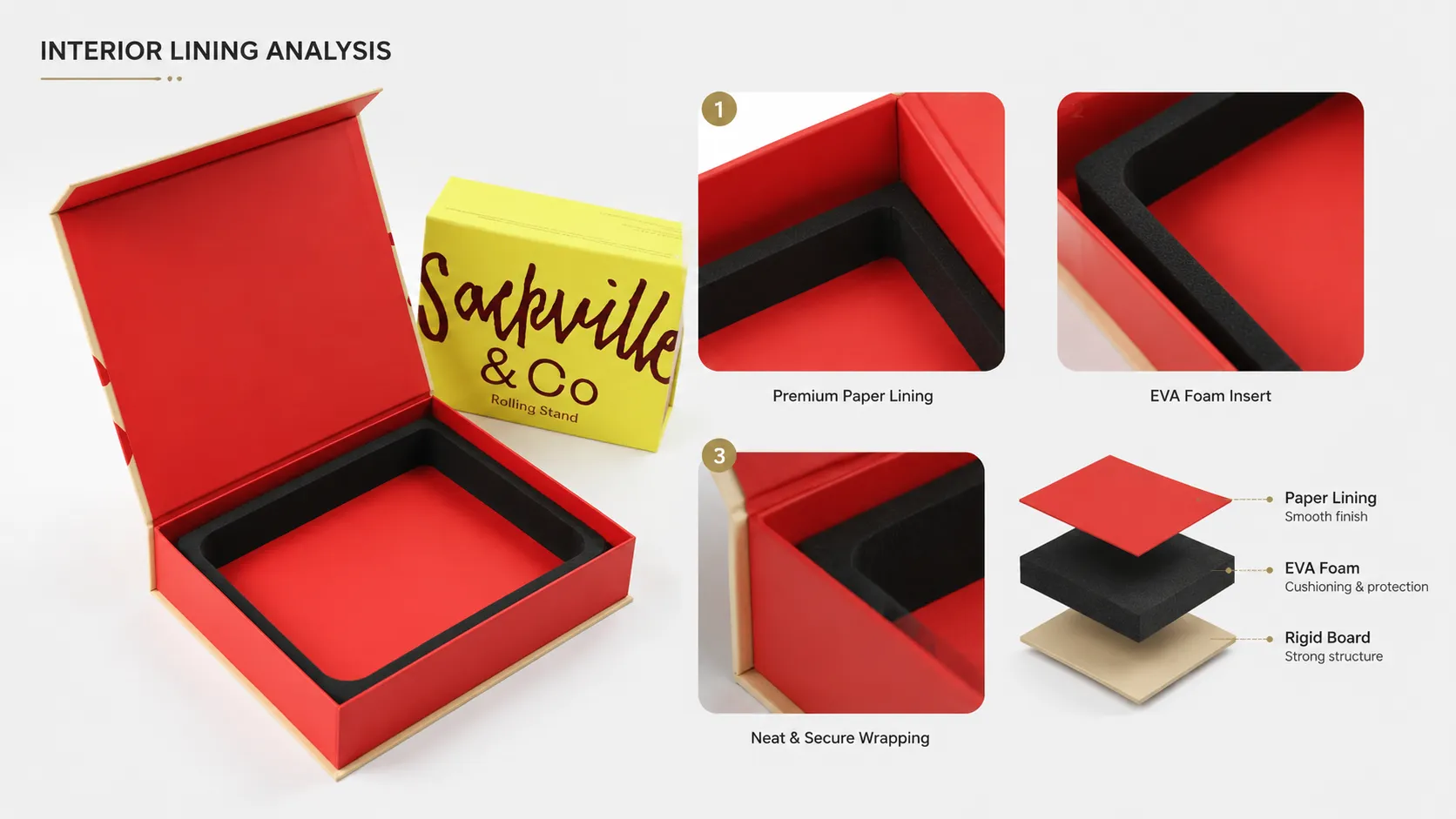 Custom Printed Magnetic Box – Rigid Magnetic Flip Gift Box with Precision Molded EVA Foam Insert, Colorful Custom Packaging for Accessories & Merchandise-lining