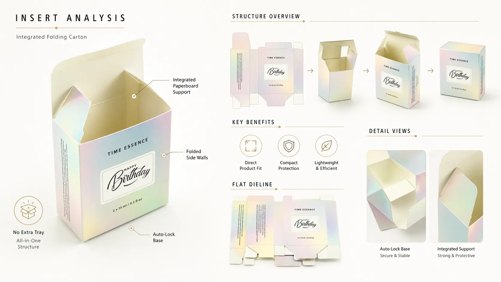Holographic Iridescent Tuck Folding Cartons – Reverse Tuck Paper Box, Custom CMYK Print Foldable Packaging for Serum & Essential Oil Bottles-lining