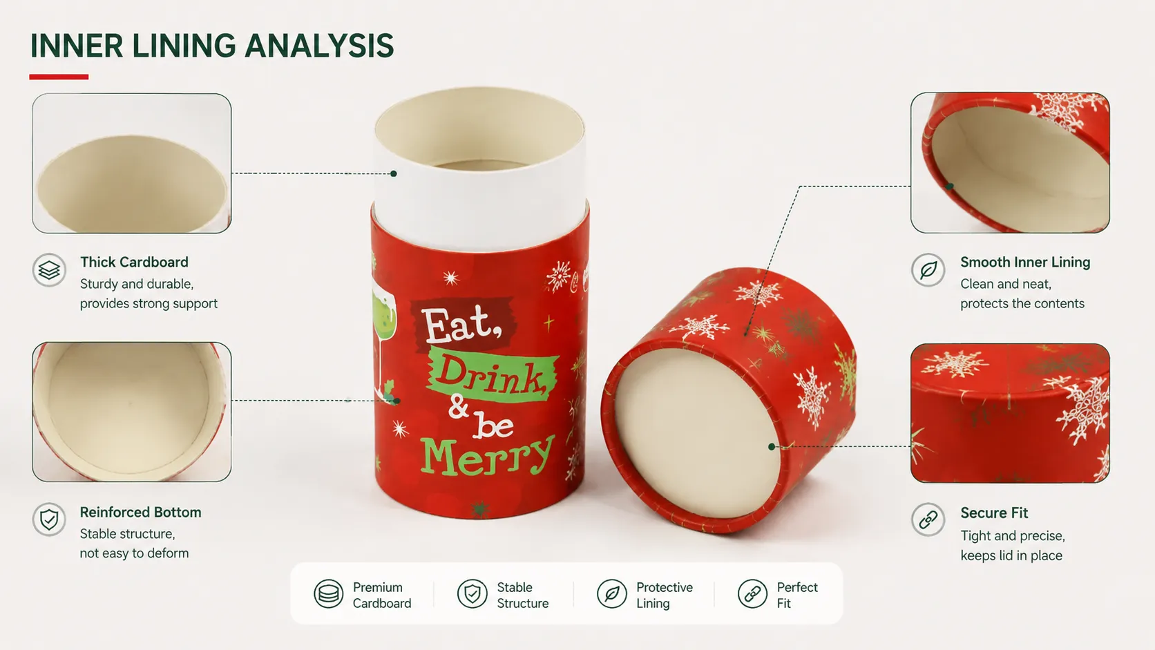 Cylinder Boxes – Custom Printed Round Paper Tube Box with Lid for Bamboo Cocktail Food Picks & Holiday Party Supplies-lining