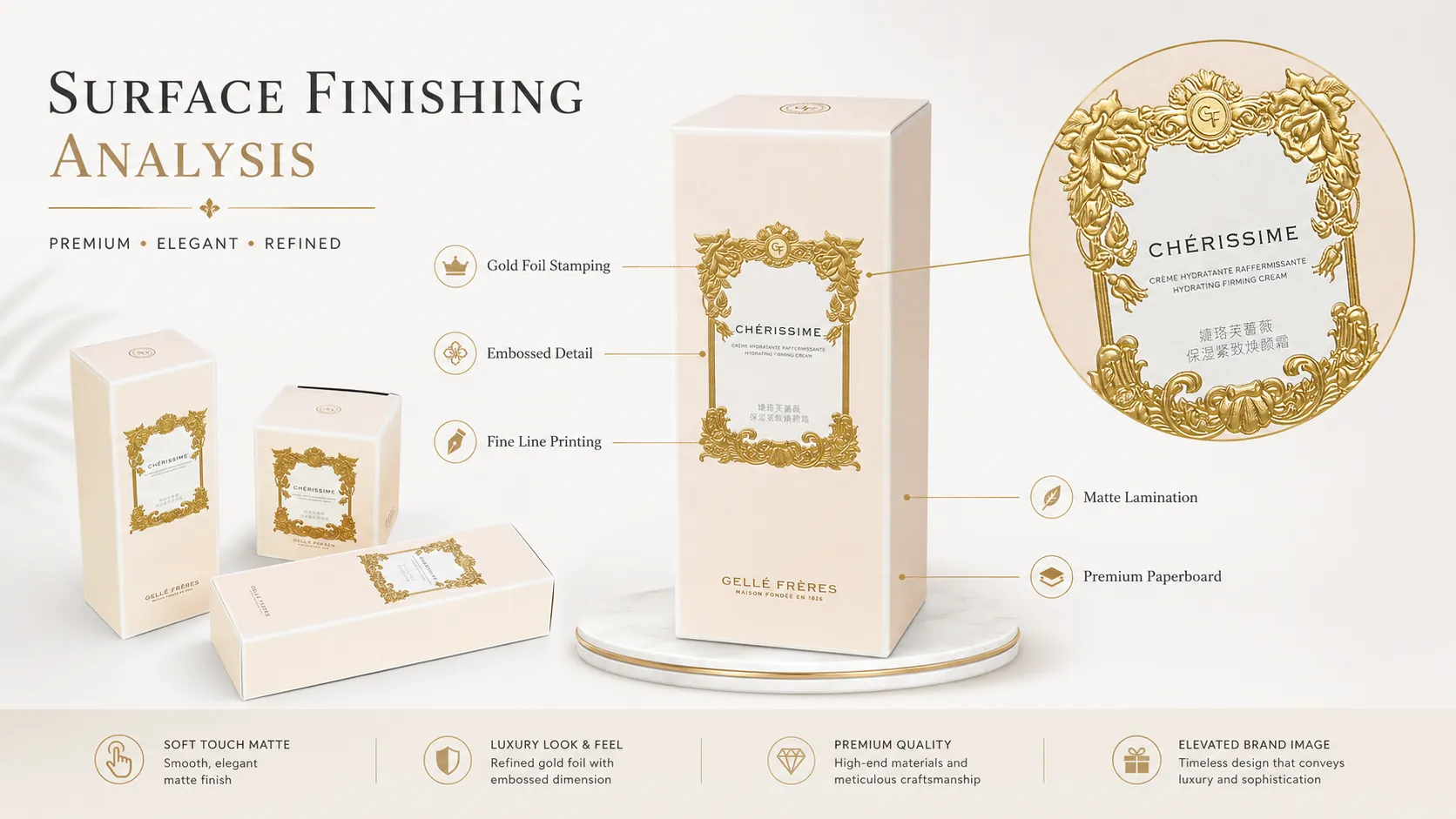 Luxury Cream Custom Gold Embossed Tuck Folding Cartons – Multi-Size Reverse Tuck Paper Box, Premium Packaging for Face Cream & Skincare Bottles-process
