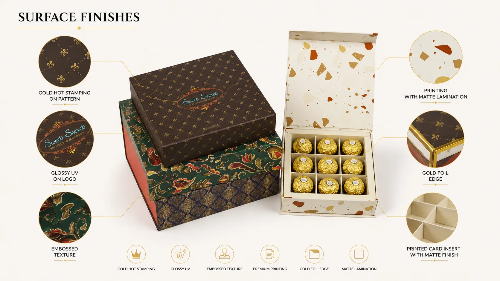 Multi-Pattern Printed Square Rigid Magnetic Box – For Truffle Candy & Wedding Favors-process