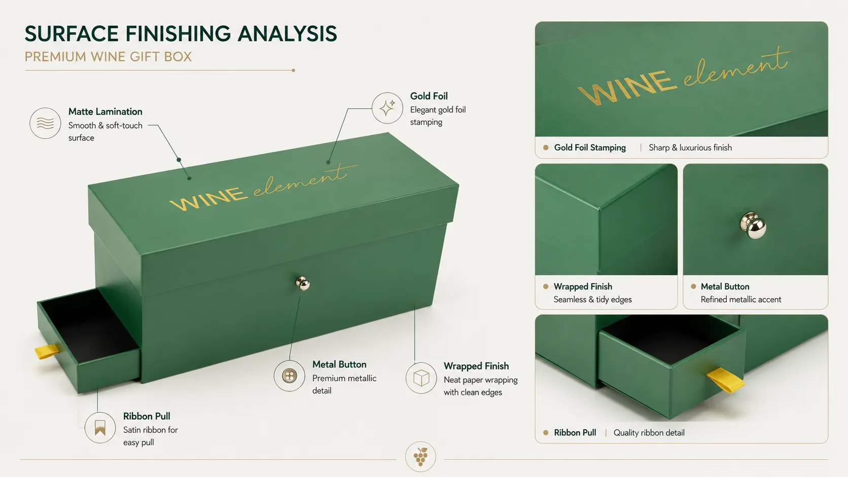 Magnetic Closure Boxes – Rigid Flip Lid Magnetic Closure Boxes with Side Drawer for Wine Bottle & Bar Accessory Packaging-process