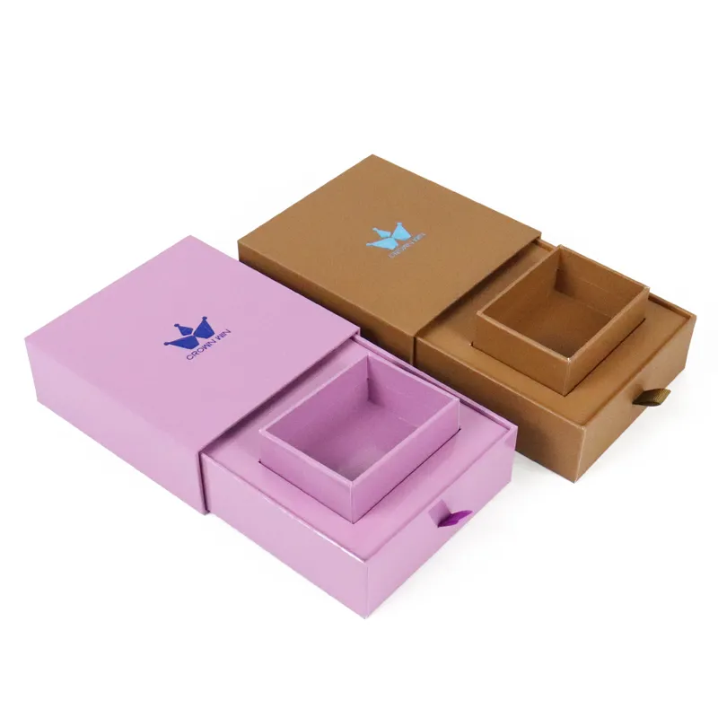 Fully opened shot smooth slide out rigid drawer boxes, branded matte gift drawer boxes for mini perfume bottles