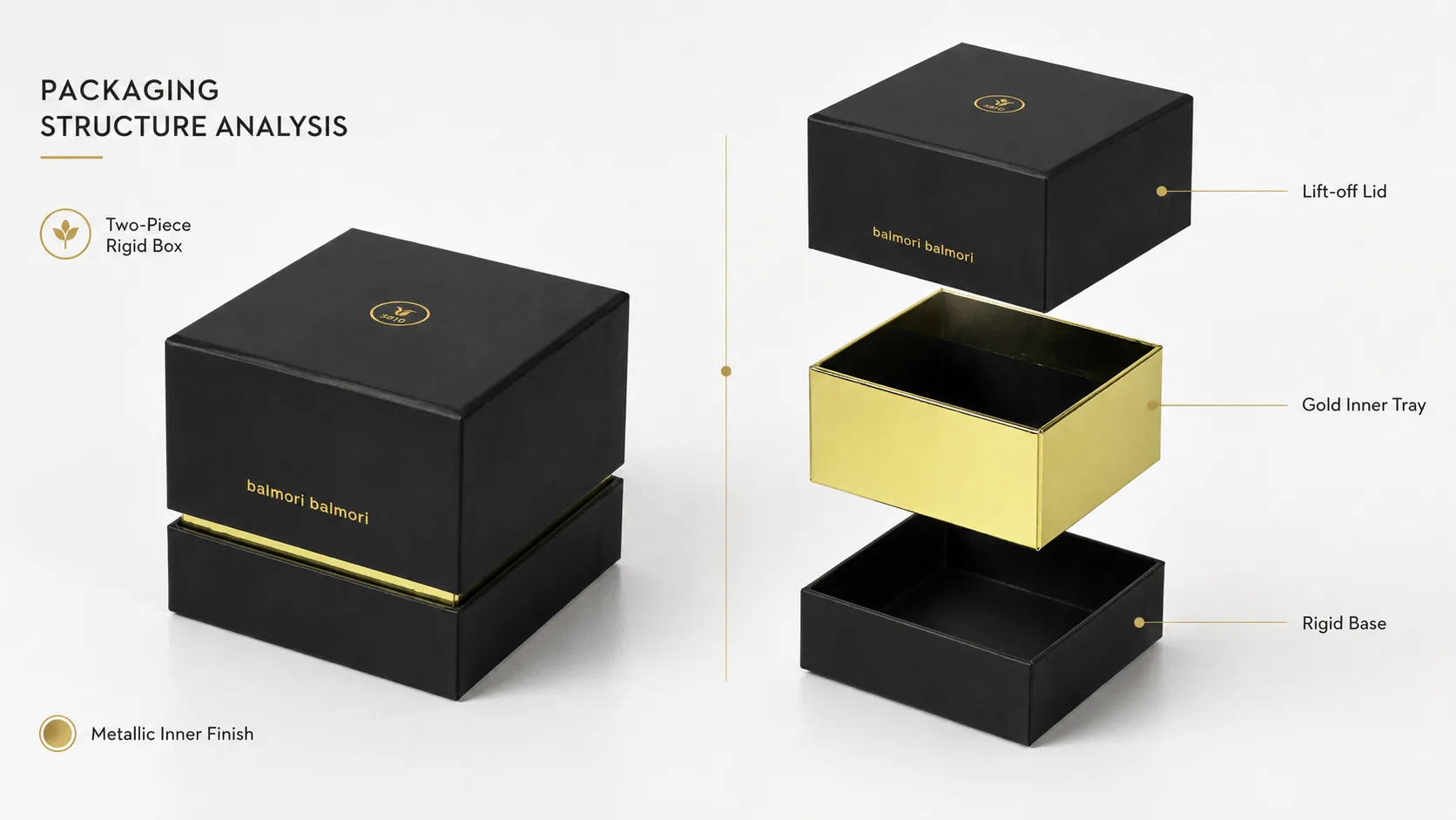 Matte Black Square Two-Piece Lid Base Rigid Essential Oil Boxes – Sleeve Premium Aromatherapy Oil Gift Essential Oil Boxes-structure