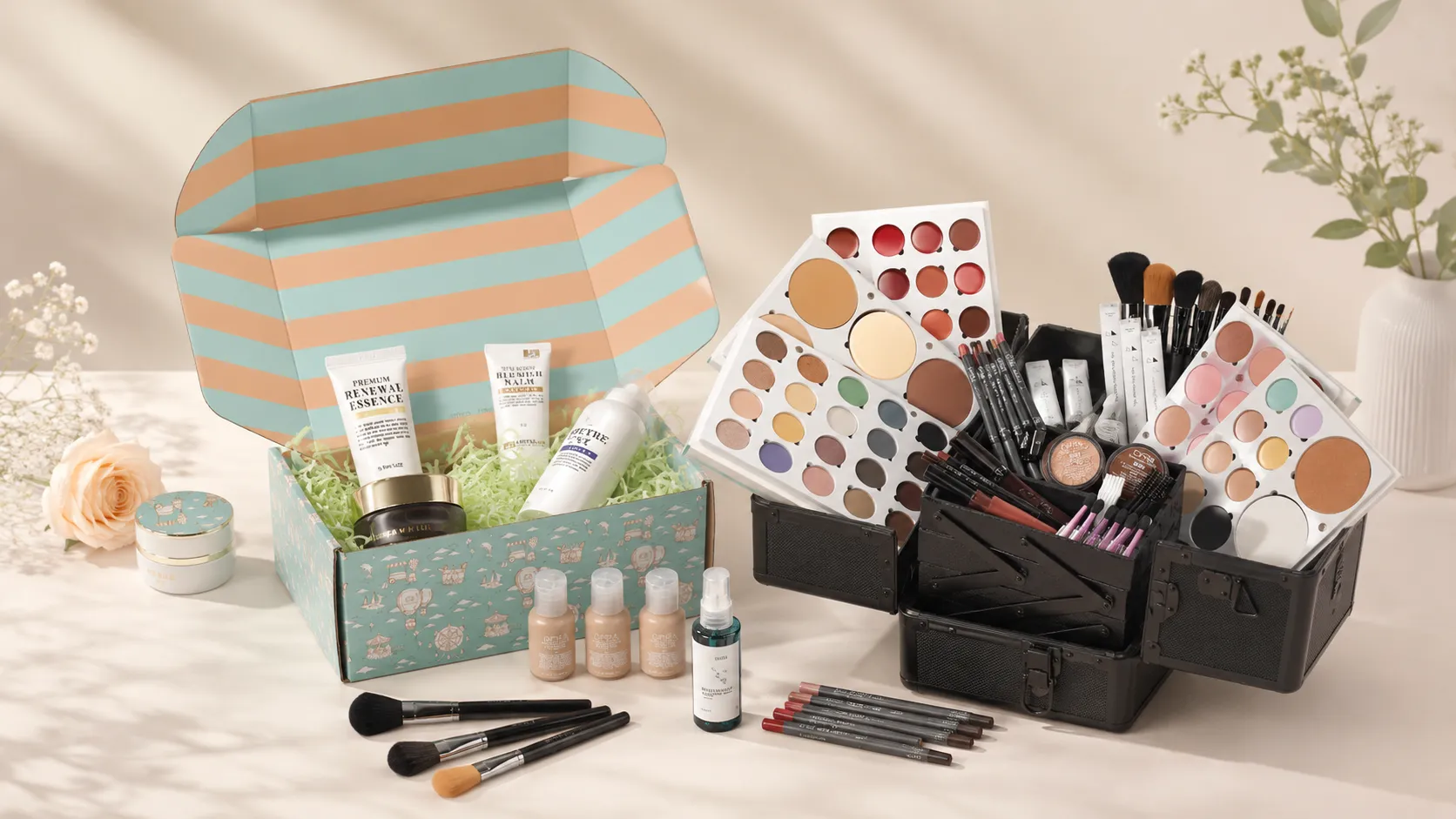 Compact, presentation-focused packaging for mini products, samples, subscription sets and influencer mailers.