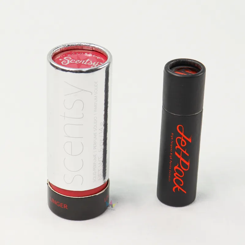 Unassembled custom paper tube cosmetic boxes, showing inner tube and outer cosmetic packaging shell