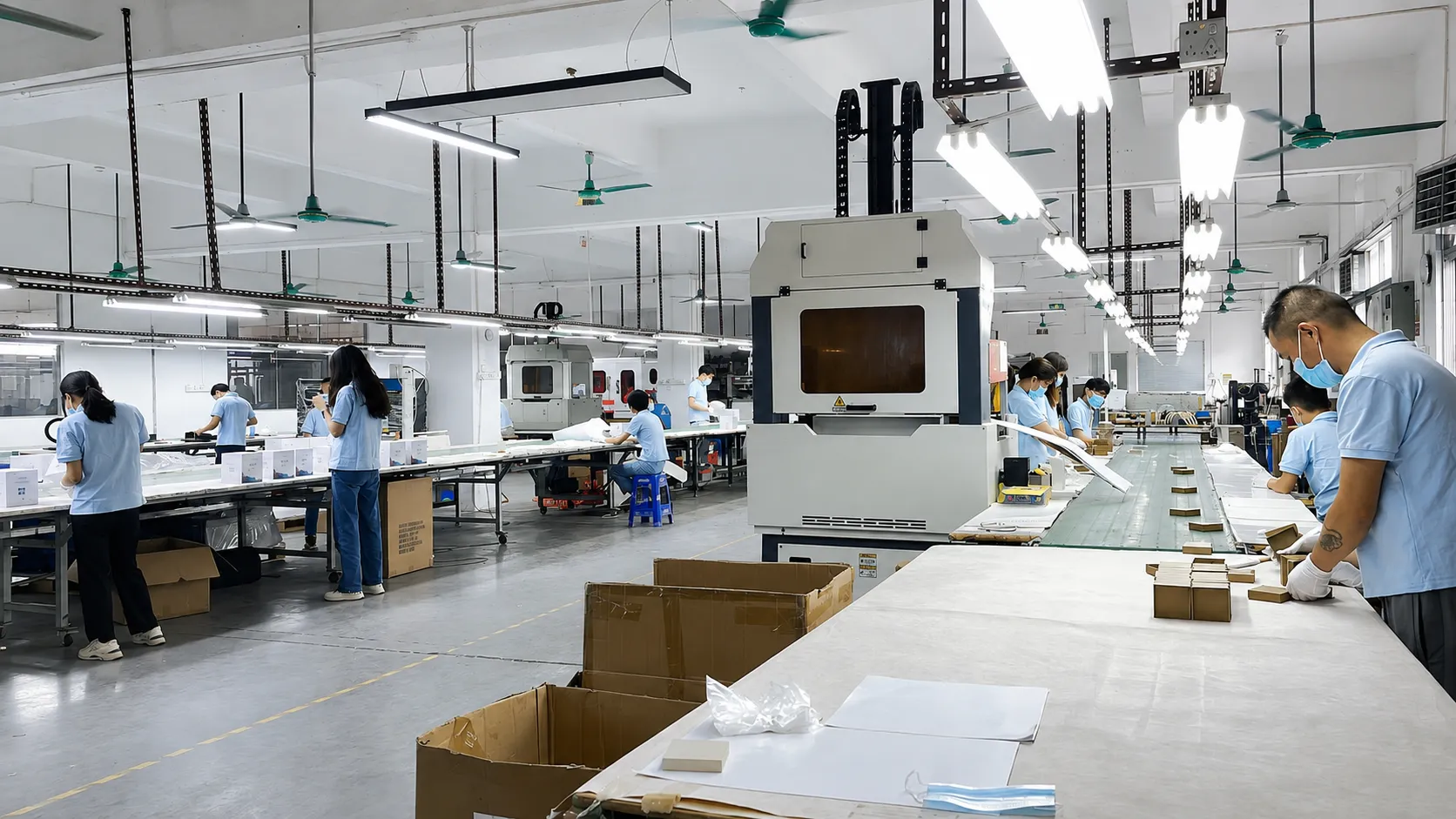 Crown Win Packaging factory workshop manufacturing printed custom cosmetic boxes for global beauty and skincare brands