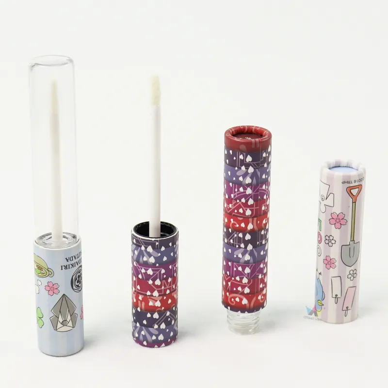 Custom printed cylindrical cosmetic boxes, cartoon paper tube packaging for lip gloss and mascara tubes