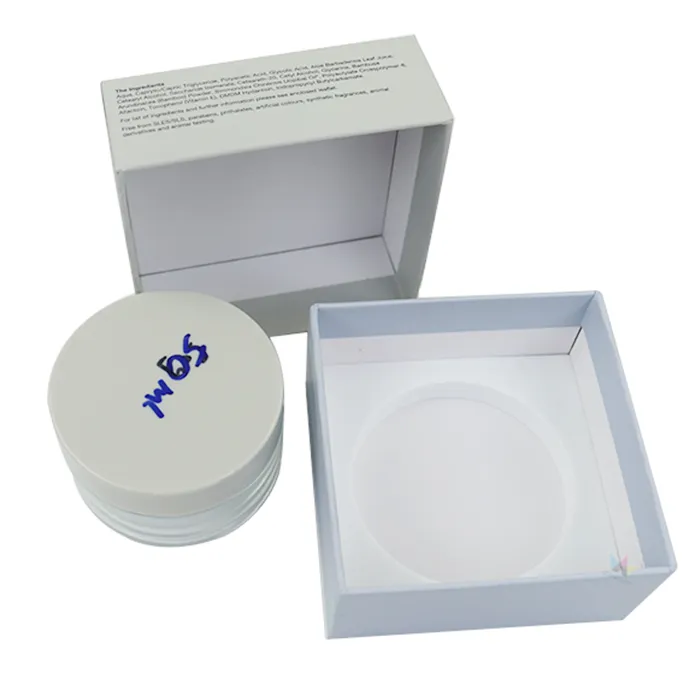 Custom skincare packaging rigid lid base cosmetic box with custom paper insert for facial cream jar