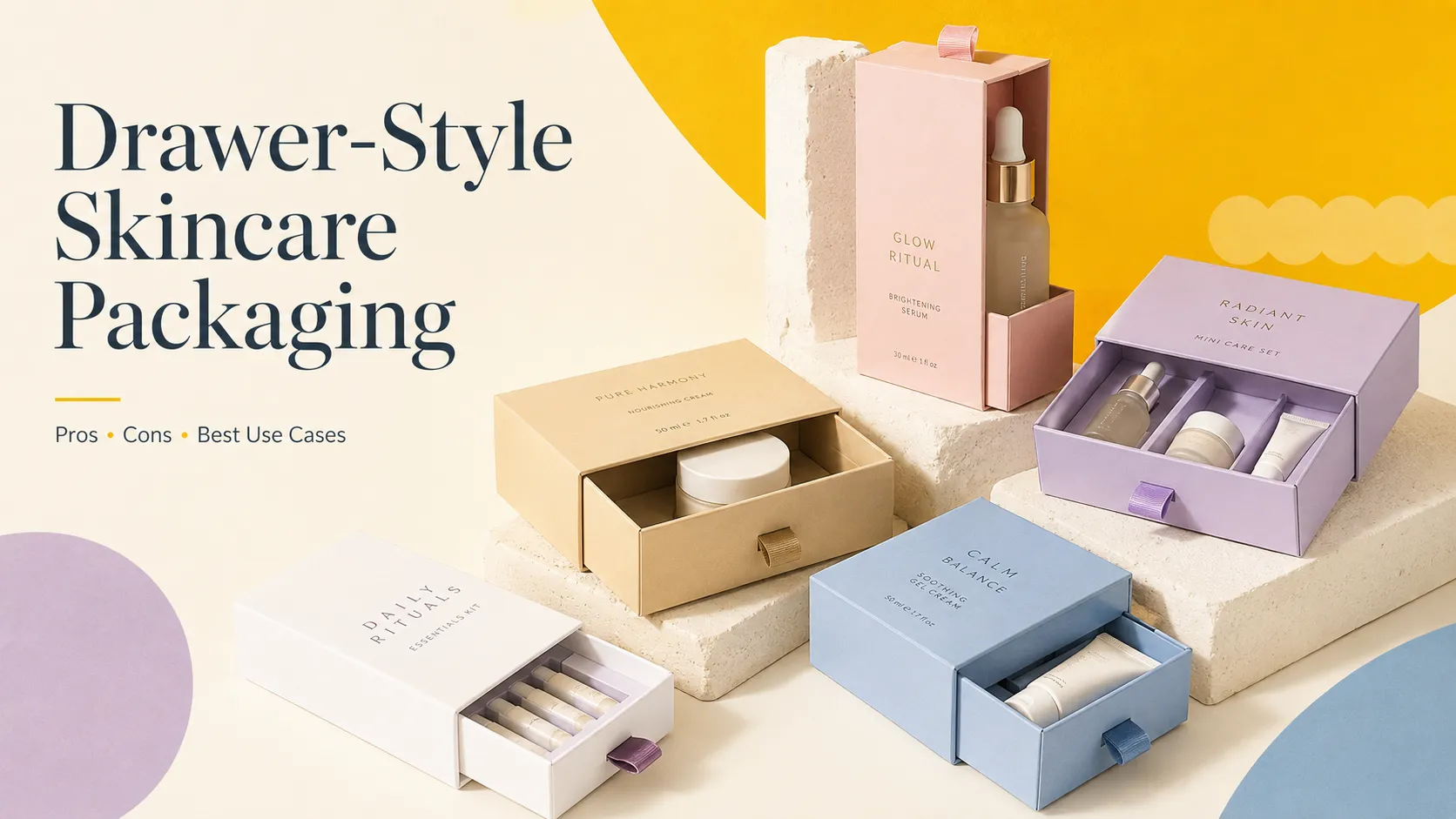Custom drawer‑style skincare packaging boxes with various finishes by Crown Win Packaging