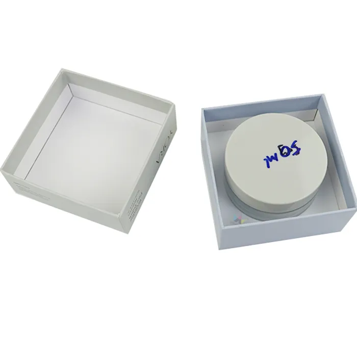 Luxury rigid skincare gift box lid‑base style empty and loaded cream jar display